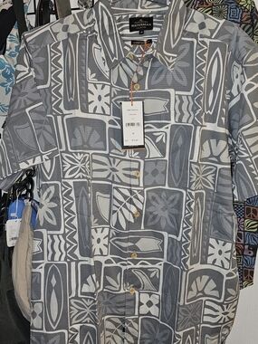 Quiksilver Men’s Gray Geometric Short-Sleeve Shirt Jacket